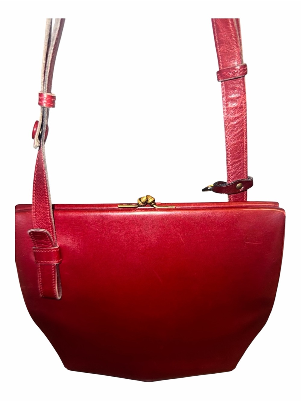 Delvaux Vintage Red Leather Kiss-Lock Frame Crossbody Bag w/ COA - Picture 2 of 5
